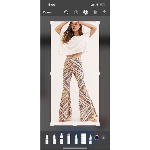 Free People Paisley Plaid Bell bottom Pants Sz 26 - Picture 1 of 11